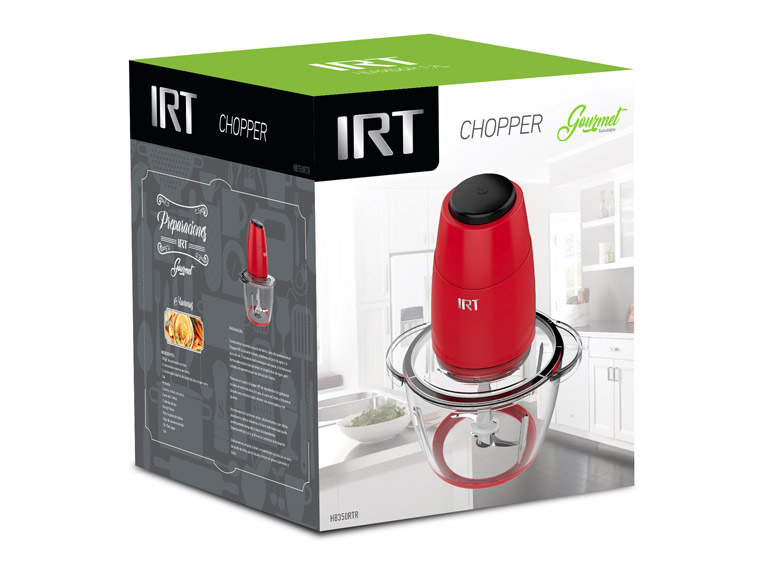 Irt Chopper Rojo 350W Vaso Vidrio 1.2Lt
