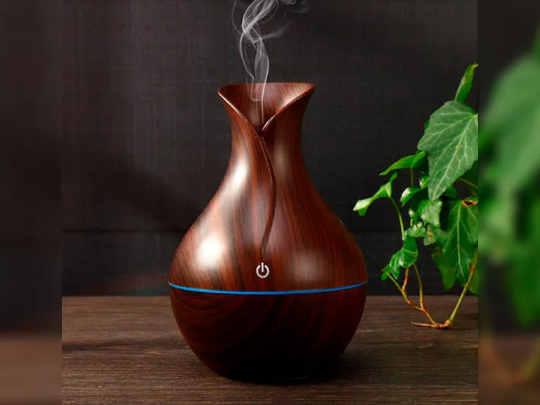 Humificador Aromatizador 130ML Jarrón Madera con LED y USB Importclick