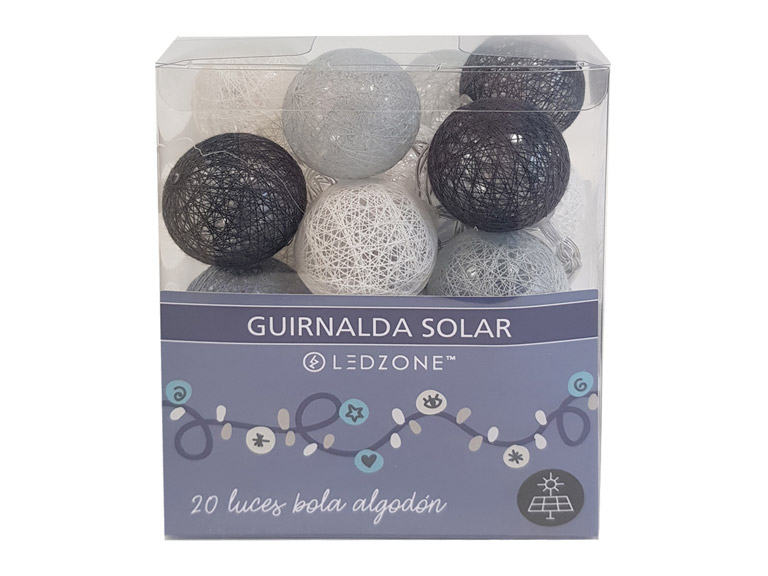 Guirnalda Solar Bola Algodón 20 Led