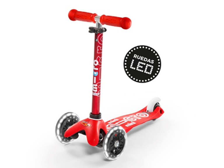 Scooter Mini Micro Niños Deluxe LED Rojo