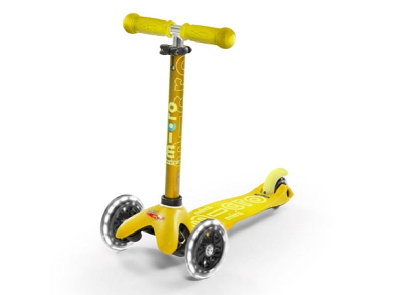 Scooter Mini Micro Niños Deluxe LED Amarillo