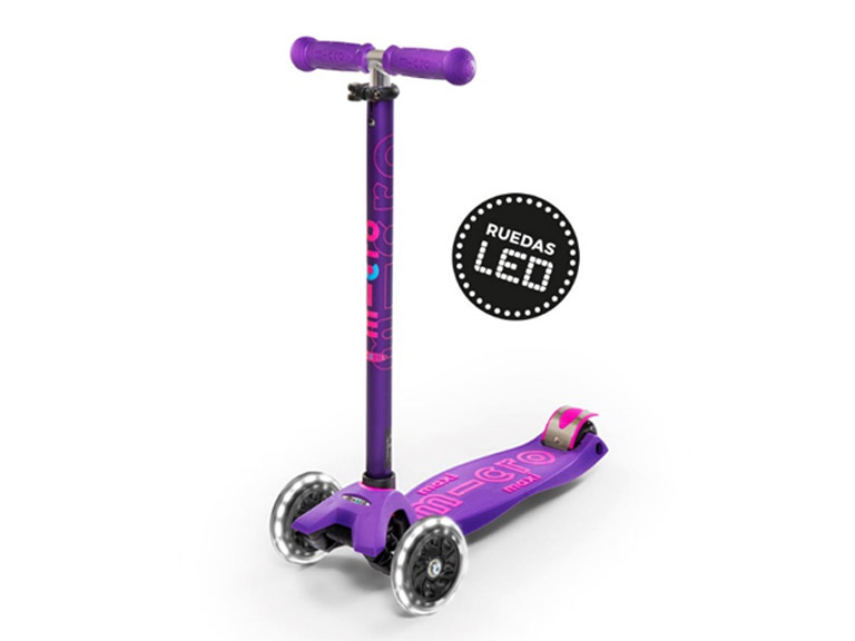 Scooter Maxi Micro Niños Deluxe LED Morado