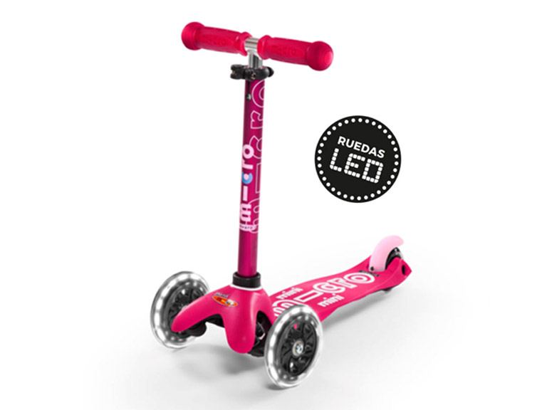 Scooter Mini Micro Niños Deluxe LED Rosado