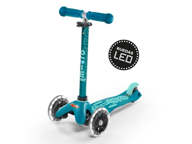 Scooter Mini Micro Niños Deluxe LED Aqua