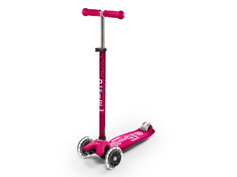 Scooter Maxi Micro Niños Deluxe LED Rosado