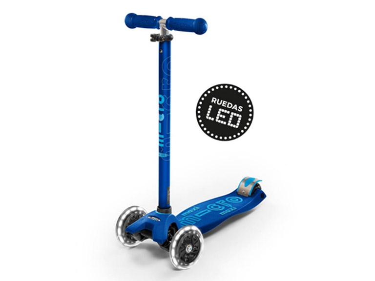 Scooter Maxi Micro Niños Deluxe LED Azul Marino