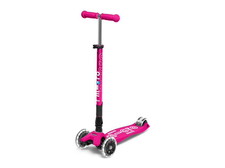 Scooter Maxi Micro Niños Deluxe Plegable LED Shocking Pink
