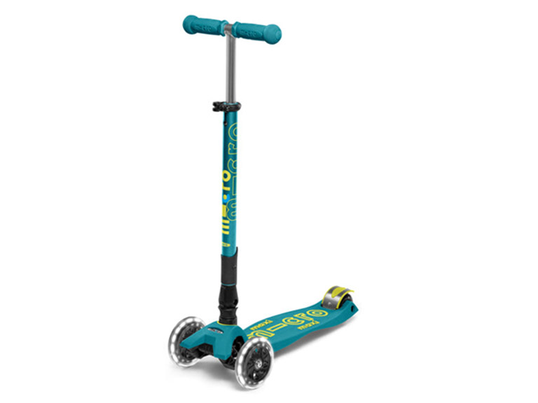 Scooter Maxi Micro Niños Deluxe Plegable LED Verde Petróleo