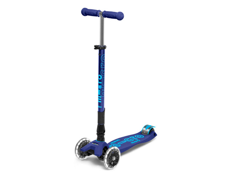 Scooter Maxi Micro Niños Deluxe Plegable LED Azul Marino