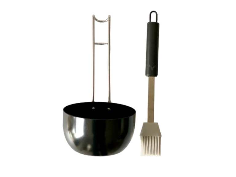 Set Salsero Y Brocha Acero Inoxidable Ne