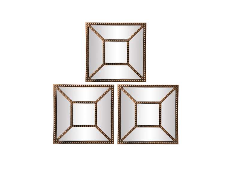Set de 3 Espejos Cuadrados anchos 25x25 cm c/u
