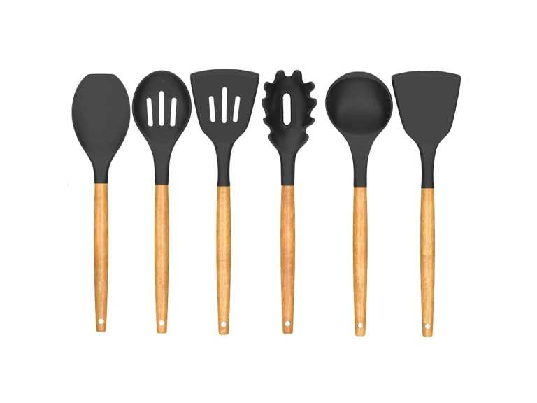 Set 6 Utensilios de Cocina Silicona-Madera Importclick