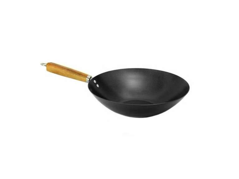 Wok Sarten Acero Mango de Madera 29 CM Importclick