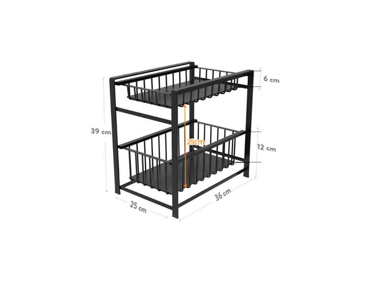 Rack Estante Organizador Metálico 2 Niveles Negro Importclick