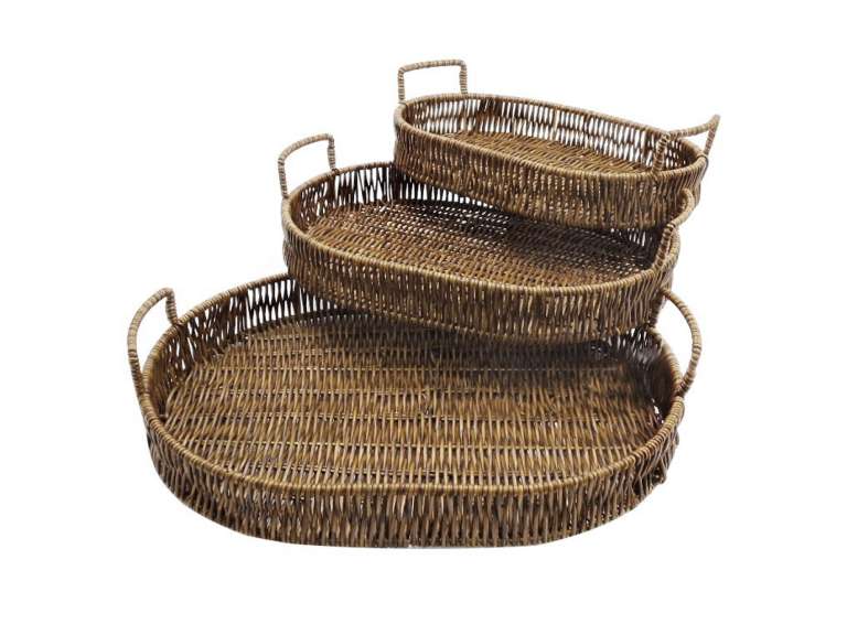 Set 3 Bandejas Hogar Ovalada Tipo Mimbre Marruecos Importclick