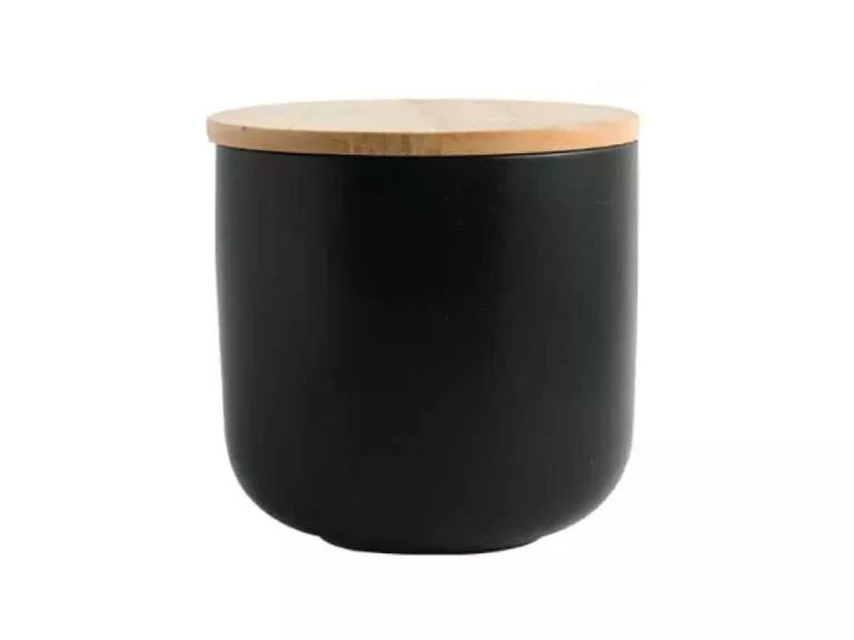 Contenedor de Cerámica Hermético Tapa Madera M Negro Simplit