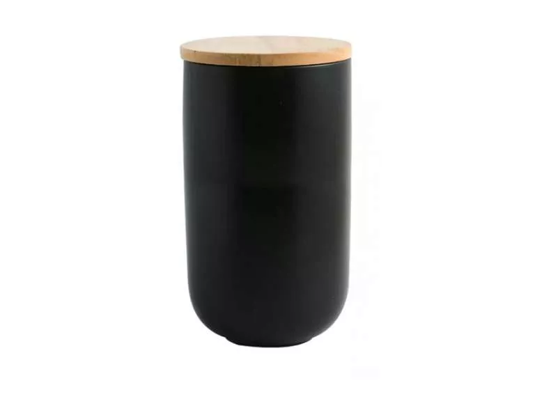 Contenedor de Cerámica Hermético Tapa Madera L Negro Simplit