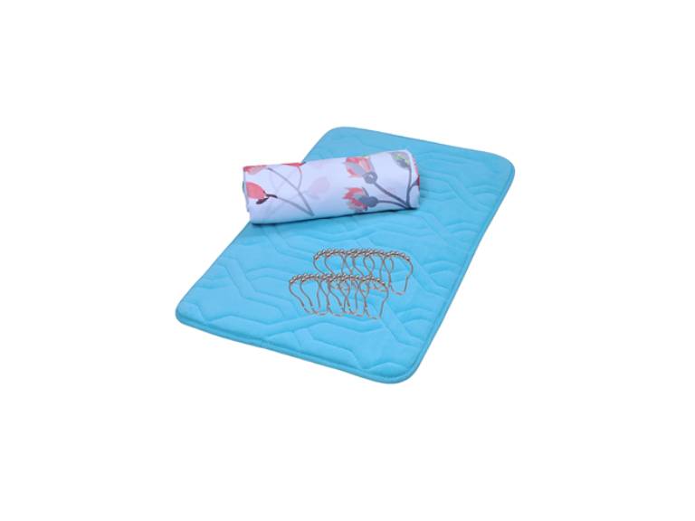 Set Cortina con Piso Baño 3 Pzas Nogal Roses
