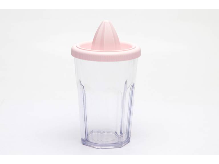 Vaso Facetado + Exprimidor Glam Rosa