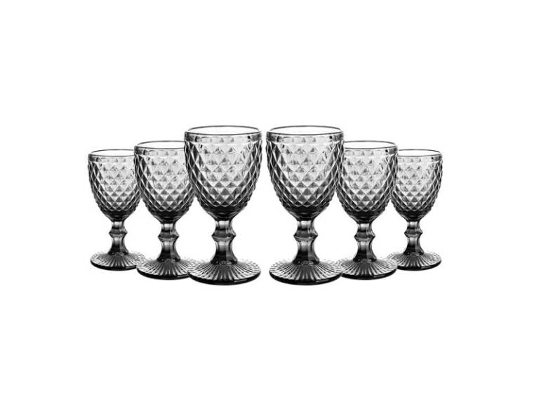 Set 6 copas vidrio gris 324 ml Smooky