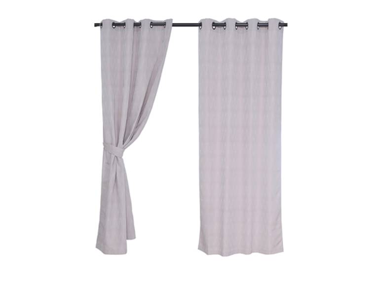 Set Cortinas Jacquard Argolla 140x220 Chevron Texturada Beig