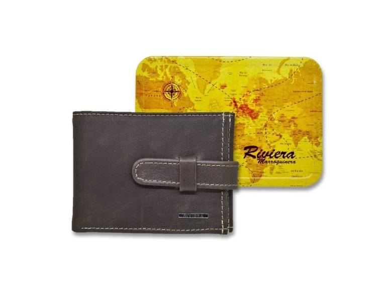 Billetera 100% cuero natural genuino lengueta