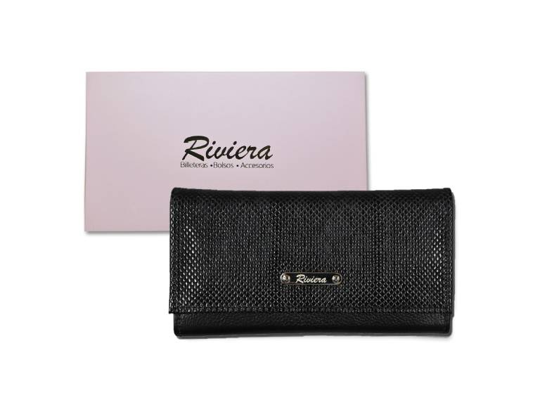Billetera 100% cuero Natural genuino Negro