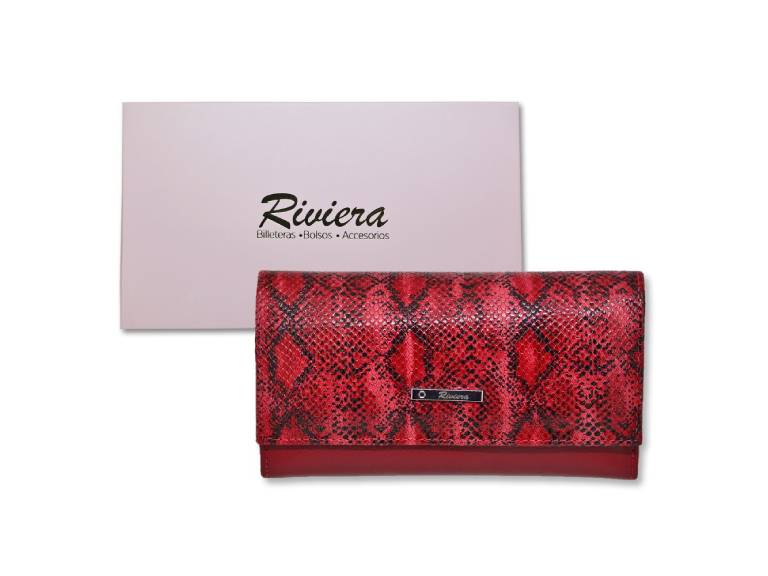 Billetera 100% cuero Natural genuino Rojo