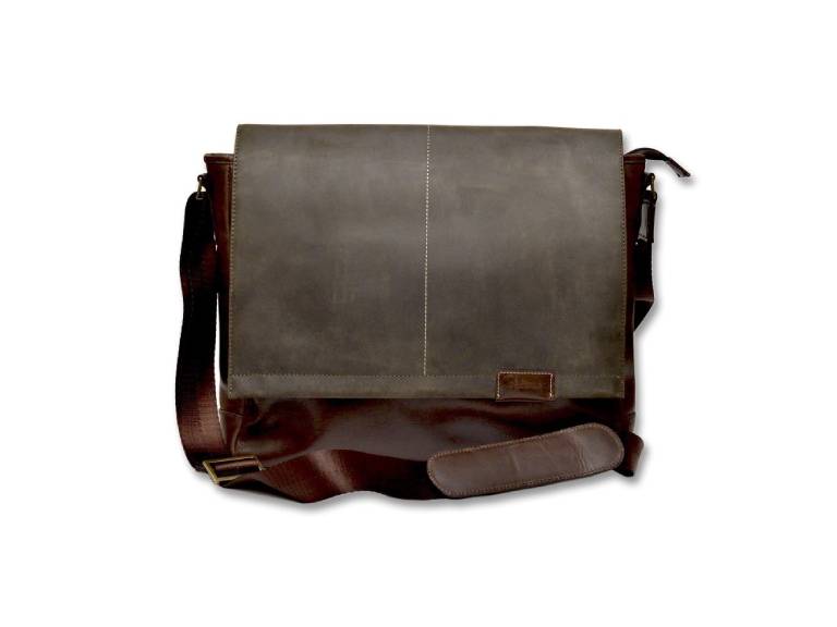 Maletín Tipo Morral cuero genuino Verde Grafito