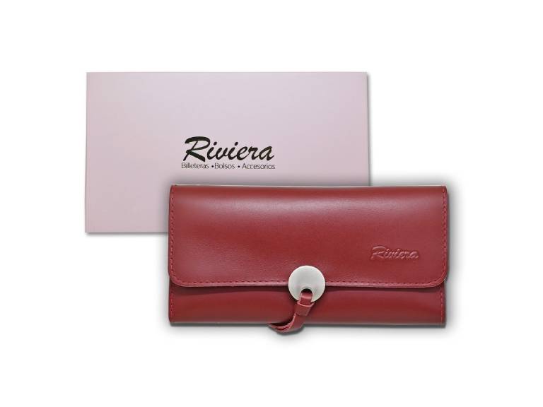Billetera 100% cuero genuino Vino Tinto