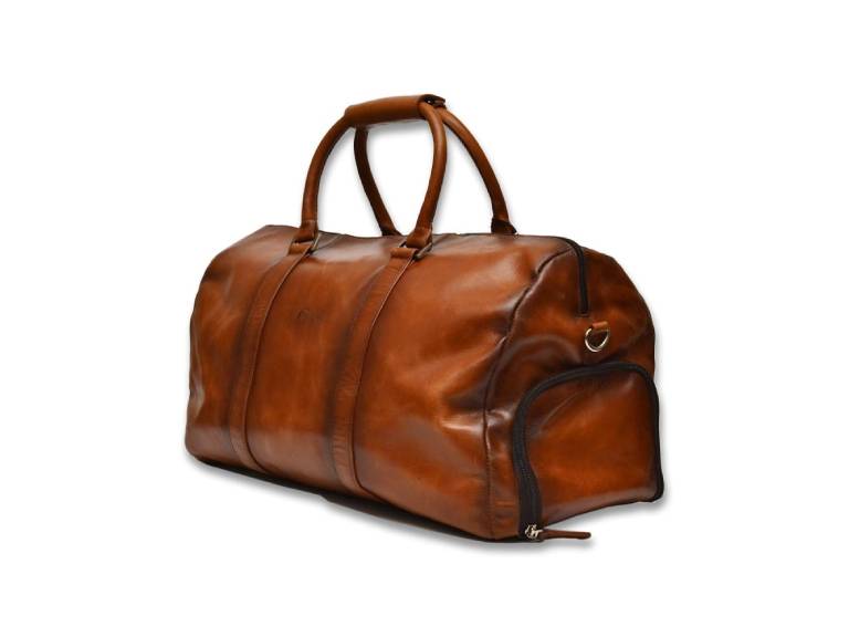 Bolso Viajero-deportivo 100% cuero Brandy