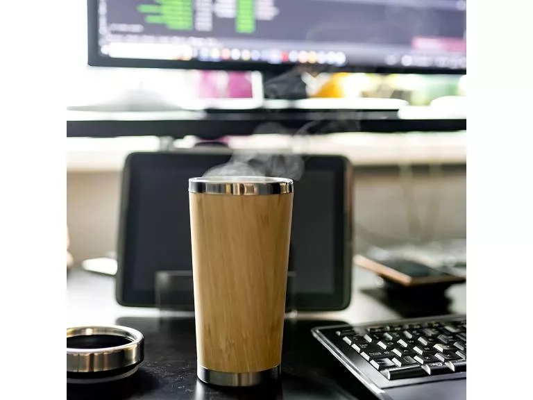 Mug Termo Bambú Acero Inoxidable 420 ML Importclick