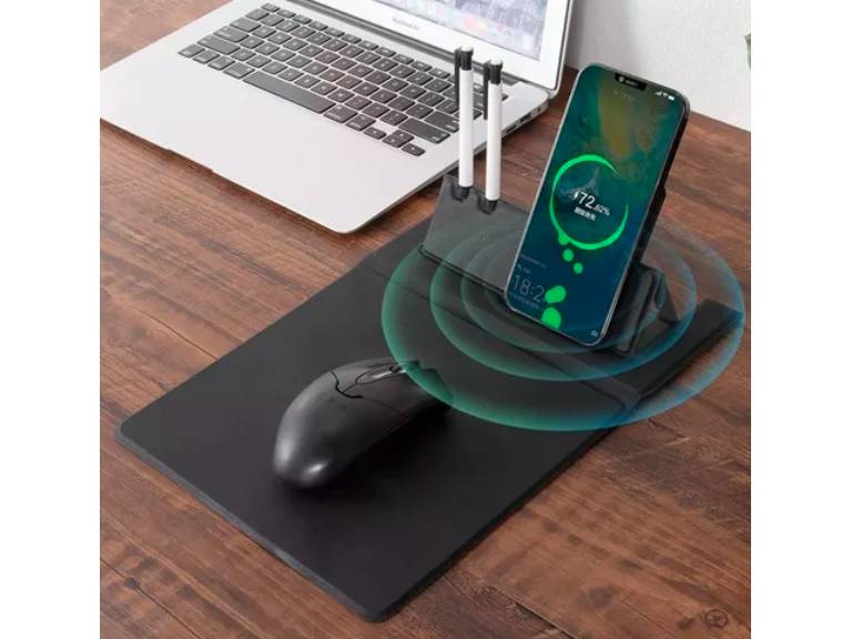 Mouse Pad Con Carga Rápida Inalámbrica Tipo C Negro  Importclick