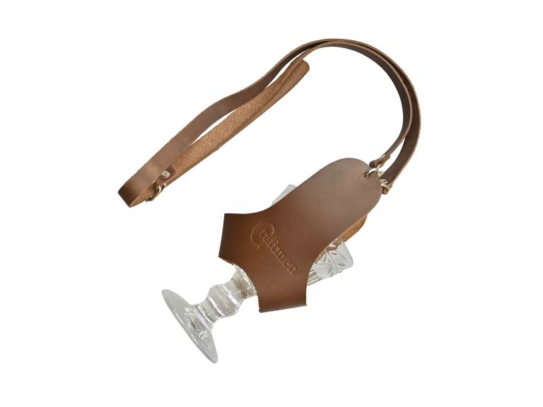 Porta copa 100% cuero color Café