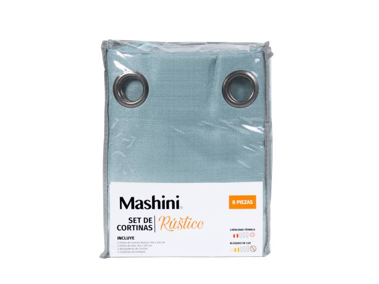 Set Cortina jqd Rustica 8pzas Argolla 140x220 Turq-P