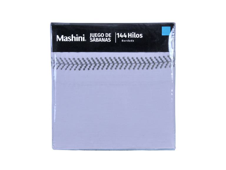Sábana Bordada 144 Hilos 2 P Puntos Gris-P