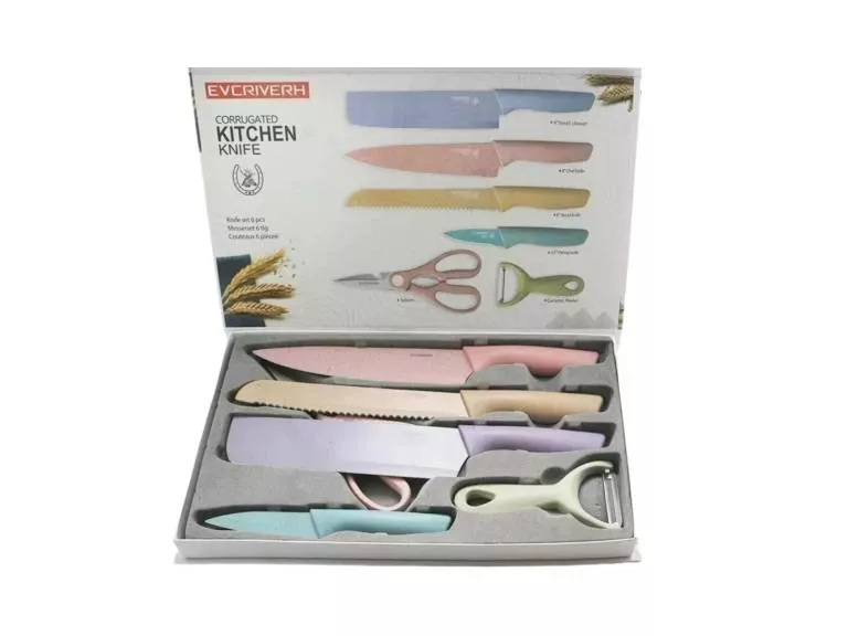 Set cuchillos acero Inoxidable 6 piezas colores Importclick