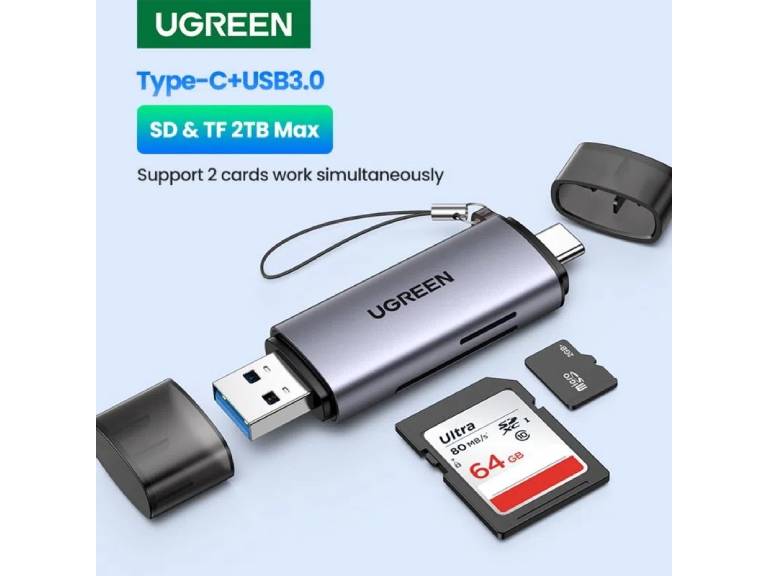 Lector 2 en1 Multi-Tarjeta Memoria Dual Usb-A 3.0