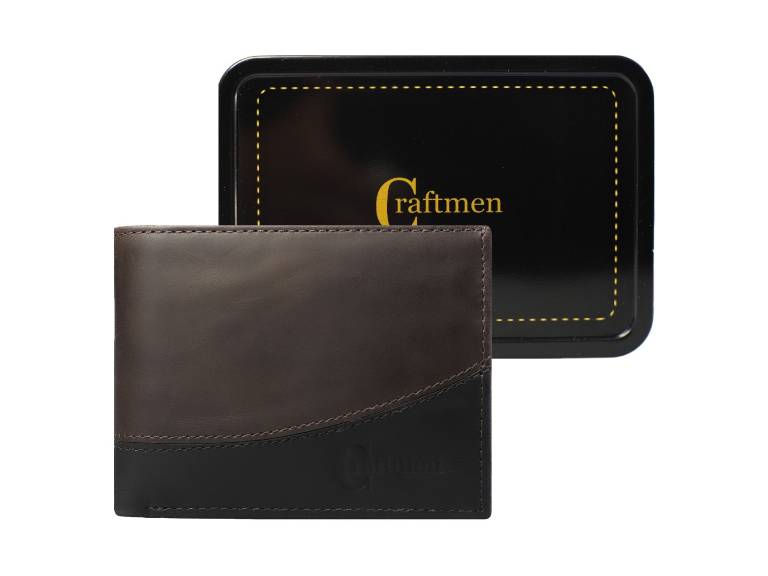 Billetera 100% cuero Natural genuino Café-Negro