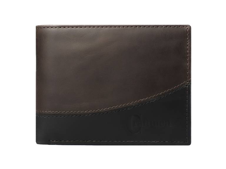 Billetera 100% cuero Natural genuino Café-Negro
