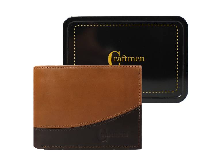Billetera 100% cuero Natural genuino Natural-Café