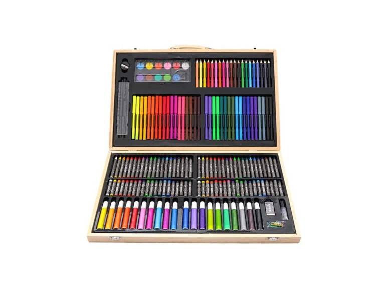 Set Arte Maleta Madera 180 Piezas Importclick