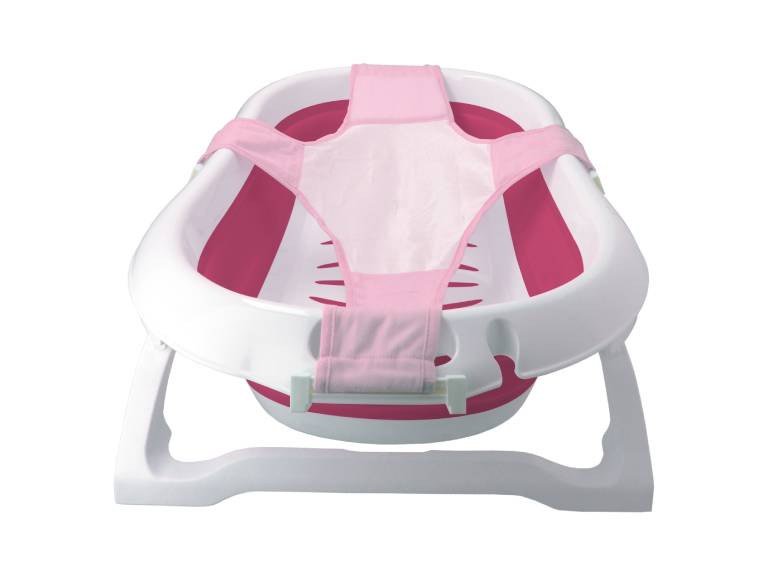 Bañera Bebé Plegable + Malla Seguridad Rosada-R3228