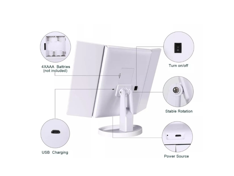 Espejo Maquillaje 22 Luces LED Aumento Giratorio Importclick