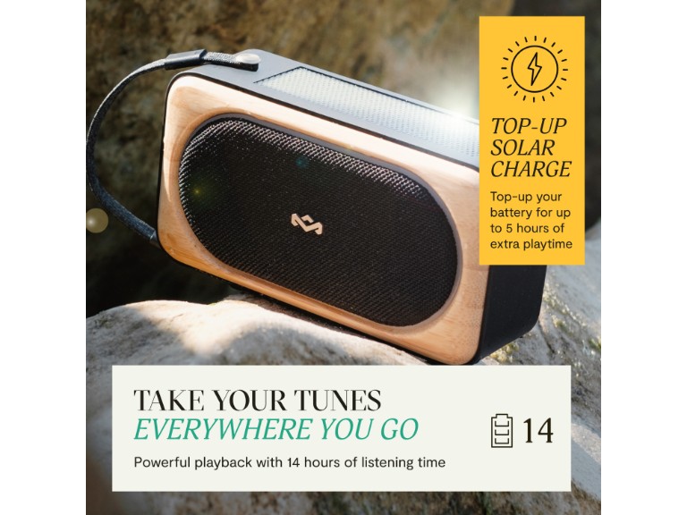 Parlante Bluetooth Roots Solar Negro Marley