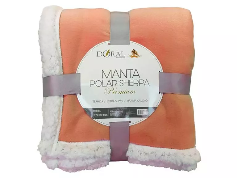 Manta Polar Sherpa Premium Doral Salmón