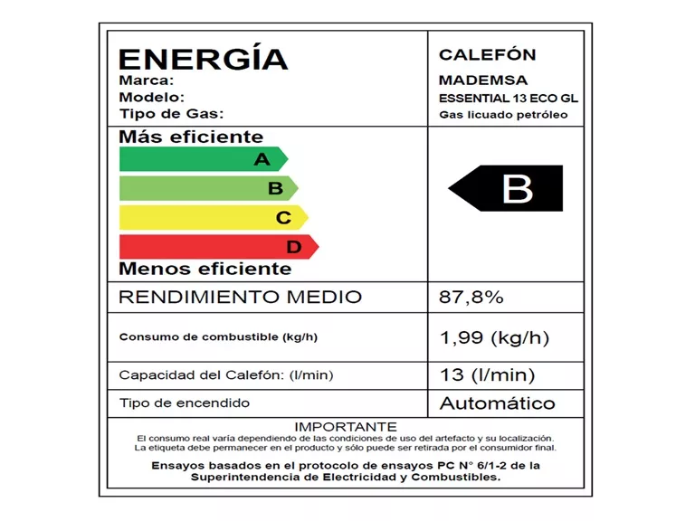 Calefont Gas Licuado Mademsa 13 Litros