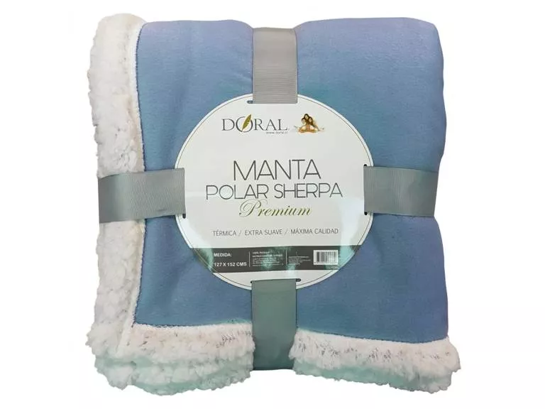 Manta Polar Sherpa Premium Doral Celeste