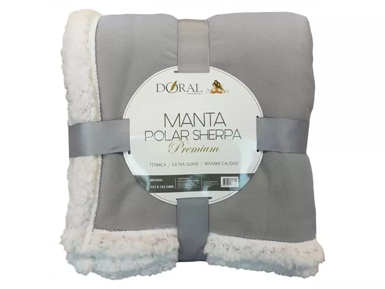 Manta Polar Sherpa Premium Doral Gris