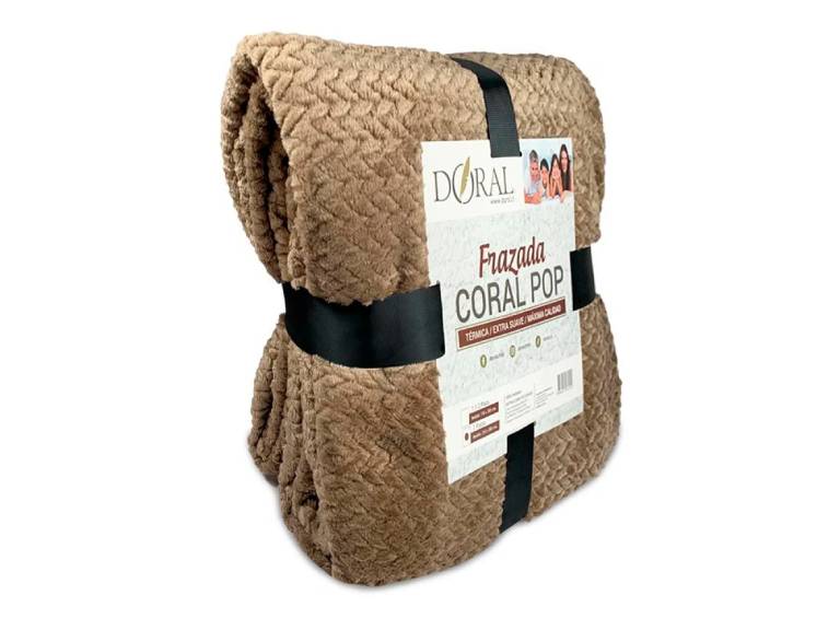 Frazada Coral Pop 2.0 Plazas Doral Café Claro